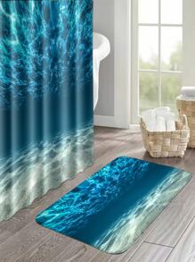 1pc Underwater Pattern Bath Rug Or 1pc Shower Curtain, Modern Polyester Toilet Mat For Bathroom - Multicolor - View 4