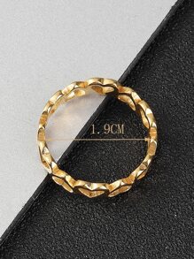 1pc Heart Design Ring, Stainless Steel Jewelry Valentines,Mom,Mother,Mother's Day,Gift - Gold - View 3