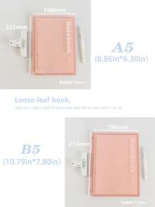 1 件裝霧面 Pp 封面軟殼活頁內襯筆記本適合學生和商務會議 - 白色 - 查看 8