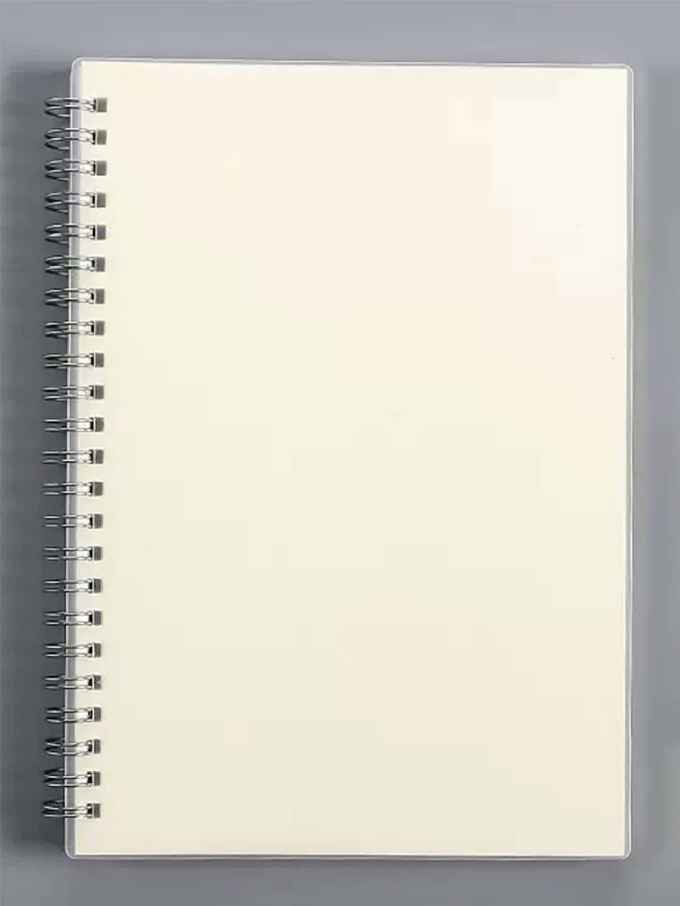 1pc Plain Spiral Notebook - White - View 1