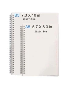 1pc Plain Spiral Notebook - White - View 3