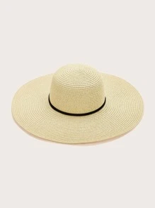Sombrero de paja de ala ancha - Beis - Ver 2