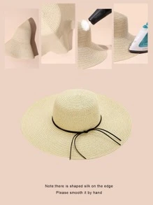 Sombrero de paja de ala ancha - Beis - Ver 4