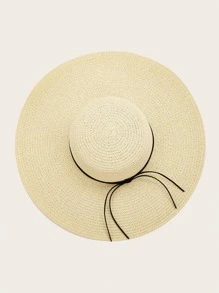 Sombrero de paja de ala ancha - Beis - Ver 5