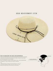 Sombrero de paja de ala ancha - Beis - Ver 6