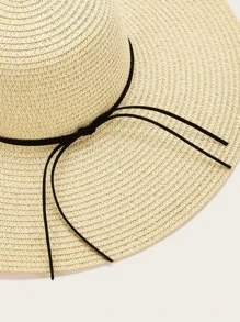 Sombrero de paja de ala ancha - Beis - Ver 7