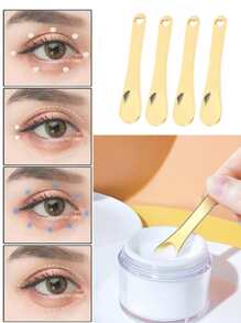 1入組眼部按摩勺，可愛素色搭配精油金屬面部按摩器適合女士臉部和眼睛 - 金色 - 查看 5