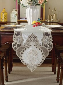 100% Polyester Fabric, 3D Embroidered Kitchen/Dining Table Runner, Table Mat, Decorative For Indoor, Outdoor, Party, Wedding, 1pc - Multicolor - View 4