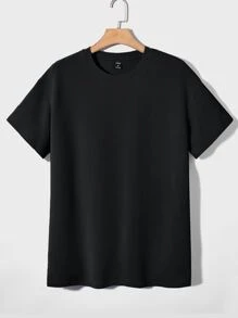 Manfinity VCAY Men Casual Versatile Solid Drop Shoulder Tee For Summer - Black - View 3