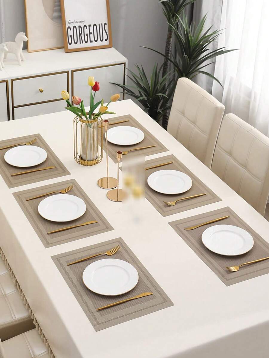 1入組PVC餐墊,現代防滑桌墊 - 米色 - 查看 1
