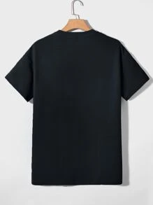 Manfinity VCAY Men Casual Versatile Solid Drop Shoulder Tee For Summer - Black - View 5