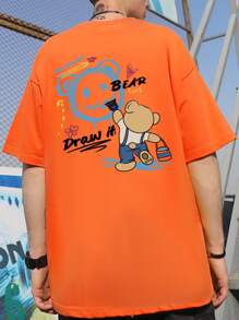 Manfinity EMRG Men Cartoon Graphic Drop Shoulder Tee - Orange - View 1