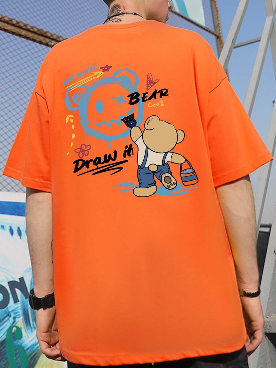 Manfinity EMRG Men Cartoon Graphic Drop Shoulder Tee - Orange - View 1