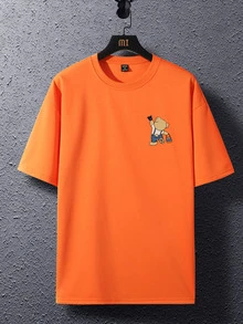 Manfinity EMRG Men Cartoon Graphic Drop Shoulder Tee - Orange - View 3