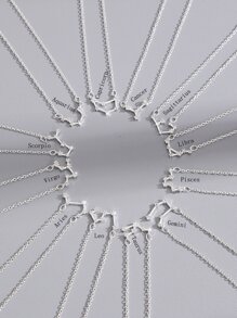 Vòng cổ trang trí 12 chòm sao đính đá Cubic Zirconia - Bạc - Xem 1