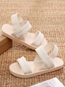 女士雙帶平底度假織物露跟涼鞋 - 白色 - 查看 3