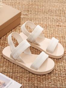 女士雙帶平底度假織物露跟涼鞋 - 白色 - 查看 4