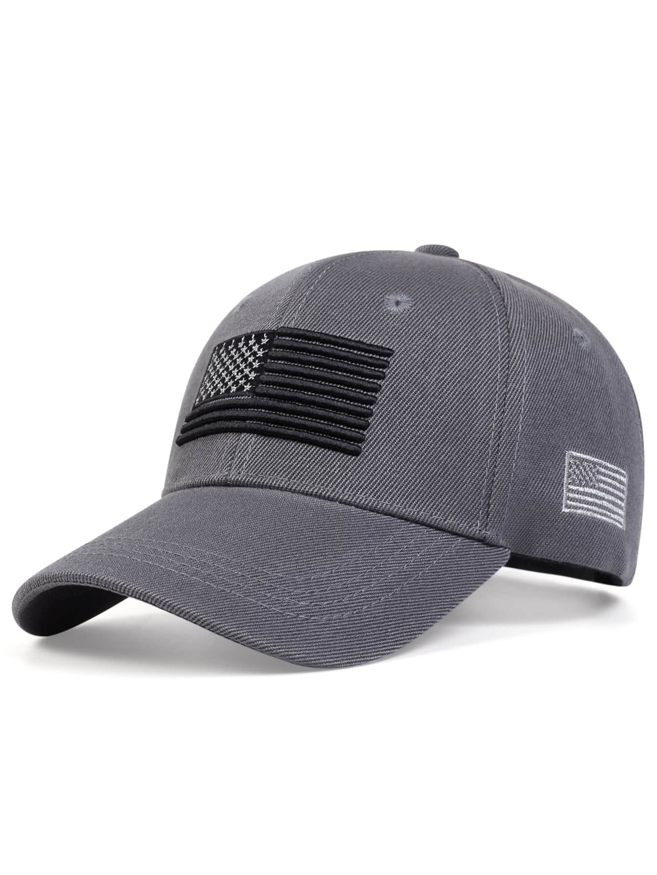男士旗繡復古棒球帽 - 深灰色 - 查看 1