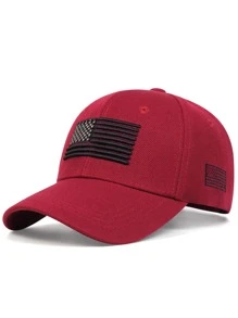 1 Miếng Nam Thêu cờ Retro Mũ bóng chày Đường phố - Màu Đỏ Sâu - Xem 1