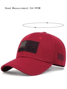 1 Miếng Nam Thêu cờ Retro Mũ bóng chày Đường phố - Màu Đỏ Sâu - Xem 3