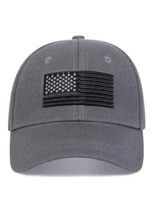 男士旗繡復古棒球帽 - 深灰色 - 查看 4