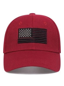 1 Miếng Nam Thêu cờ Retro Mũ bóng chày Đường phố - Màu Đỏ Sâu - Xem 4