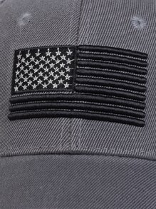 男士旗繡復古棒球帽 - 深灰色 - 查看 5