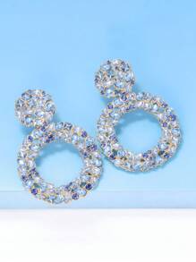 juran Rhinestone Circle Drop Earrings