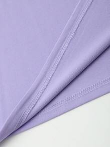 Manfinity Hypemode 男士休闲卡通及口号图案落肩 T 恤 - 紫色 - 查看 5