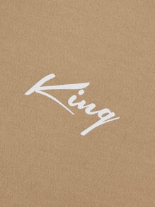 Manfinity Homme Men Letter Graphic Mock Neck Sweatshirt - Khaki - View 5