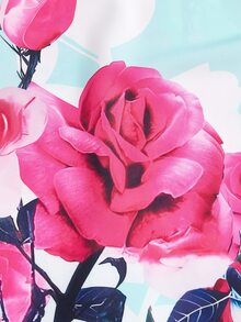 SHEIN Clasi Plus Floral Print Tie Front Curved Hem Blouse - Multicolor - View 3