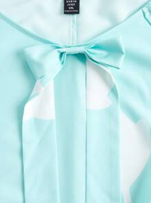 SHEIN Clasi Plus Floral Print Tie Front Curved Hem Blouse - Multicolor - View 4