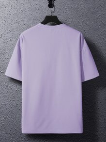 Claim Dot 超大号男式照片和口号图案 T 恤 - 淡紫色 - 查看 3