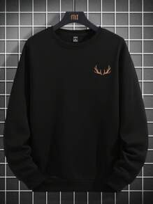 Manfinity Homme 男士鬆身鹿角圖案保暖針織衫 - 黑色 - 查看 2