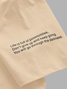 GENTILAND Men Slogan Graphic Mock Neck Tee - Apricot - View 5