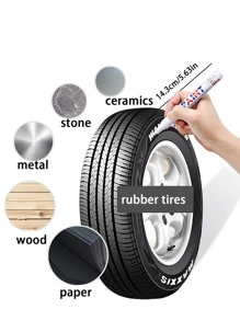 sipa 1pc Waterproof Marker Pen For Tire Touch-Up Paint Back To School - White - View 2