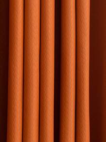 1pc Orange Curtain, Modern Polyester Blackout Curtain For Living Room - Orange - View 4