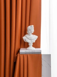 1pc Orange Curtain, Modern Polyester Blackout Curtain For Living Room - Orange - View 5