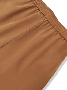 Manfinity EMRG 男士字母補丁細節拼接滾邊側翻蓋口袋工裝褲 - 駝色 - 查看 7