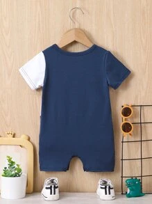 Baby Boy Colourblock Dinosaur Print Tee Romper - Multicolor - View 2