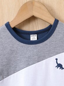 Baby Boy Colourblock Dinosaur Print Tee Romper - Multicolor - View 4