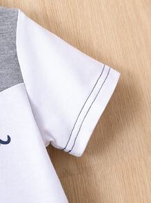 Baby Boy Colourblock Dinosaur Print Tee Romper - Multicolor - View 6