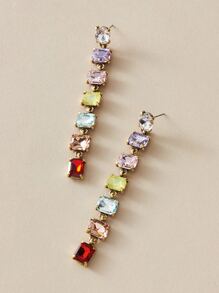 juran 1对长款玻璃水晶水钻耳环，优雅正式场合女士耳环 - 彩色 - 查看 3