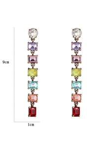 juran 1对长款玻璃水晶水钻耳环，优雅正式场合女士耳环 - 彩色 - 查看 4