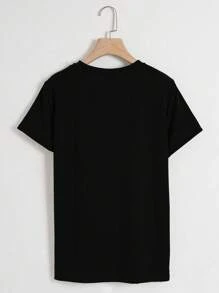 SHEIN LUNE Floral And Letter Graphic Tee