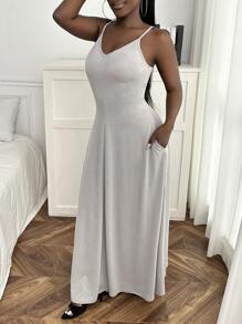 Slaydiva Đầm Túi màu trơn Giải trí - Màu Xám nhạt - Xem 1