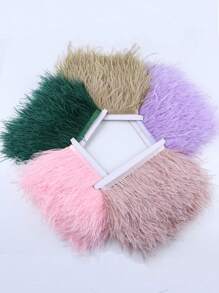 1片羽毛形狀diy布料,8-10cm寬,香檳色,適用於縫紉項目 - 香檳色 - 查看 3