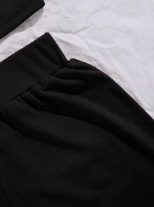 SHEIN EZwear Solid Tank Top & Shorts - Black - View 4