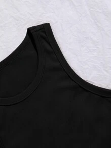 SHEIN EZwear Solid Tank Top & Shorts - Black - View 5