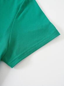 SHEIN LUNE Heart And Letter Graphic Tee - Green - View 3